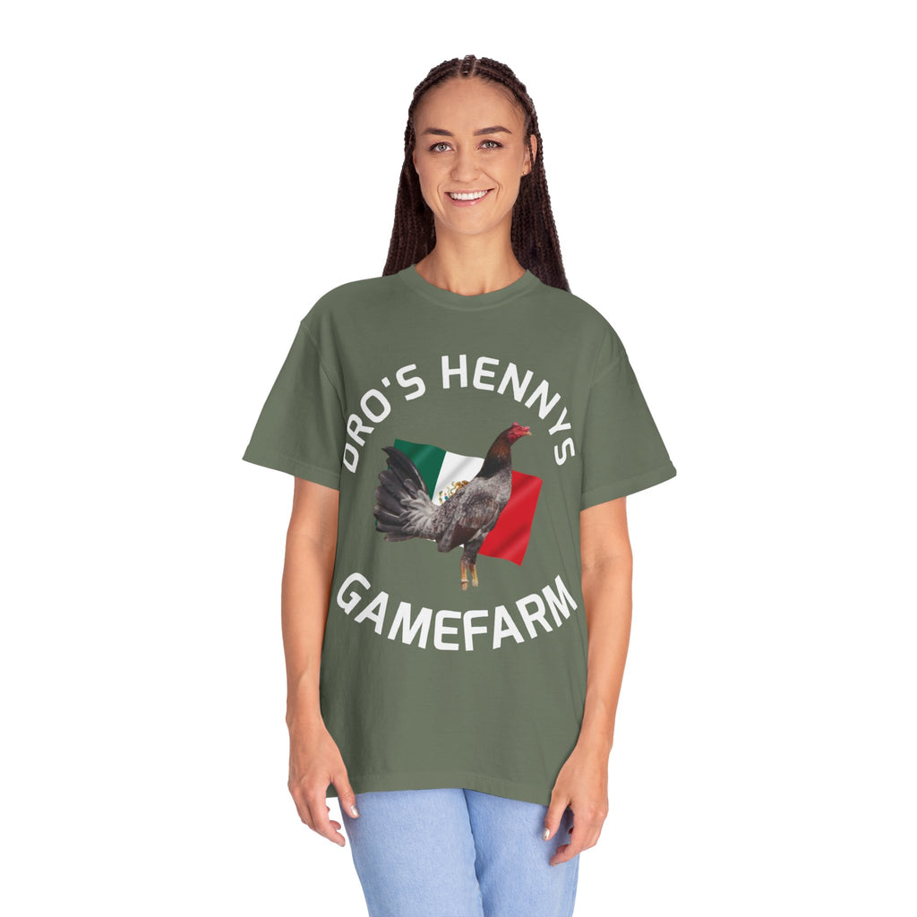 Henny- Gamefarm Rooster T-Shirt — "Dro's Henny's Gamefarm" Poultry Farm Tee