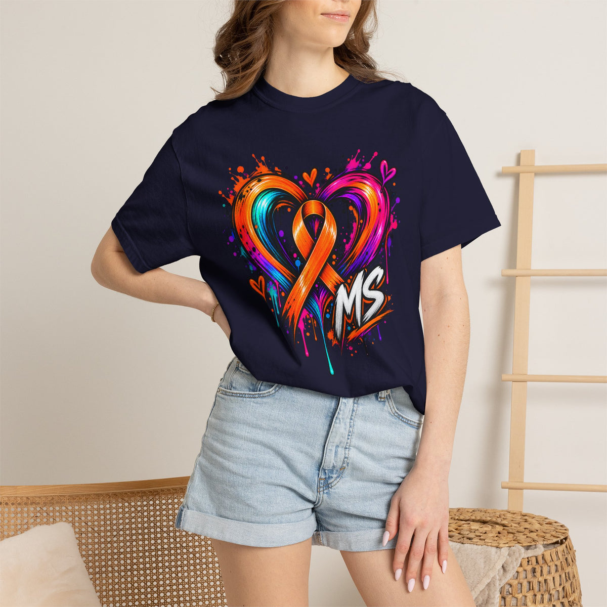 MS- Awareness Heart Ribbon T-Shirt — “Not All Wounds Are Visible” Neuropathy Support Tee