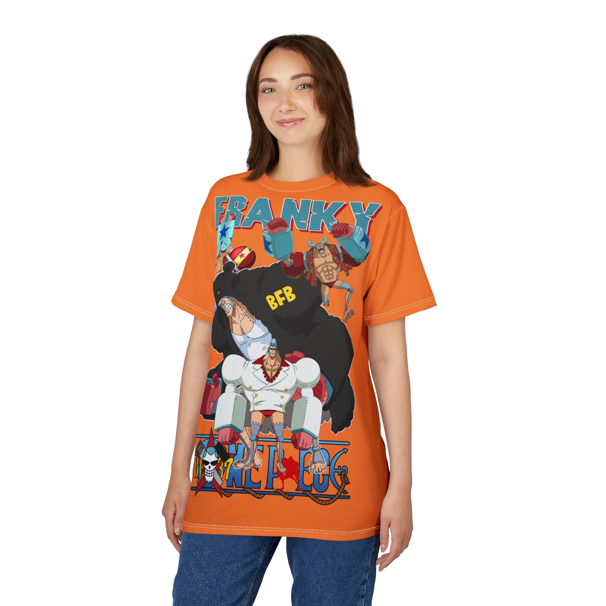 Anime- Crew Graphic Tee — Orange Anime Character T-Shirt