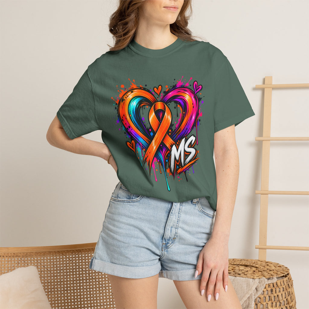 MS- Awareness Heart Ribbon T-Shirt — “Not All Wounds Are Visible” Neuropathy Support Tee