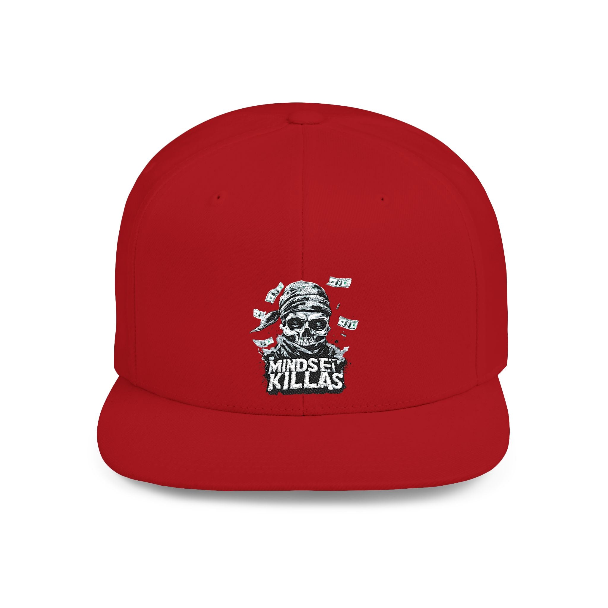 Mindset-Snapback Hat — "Kille" Skull Graphic Flat Bill Cap