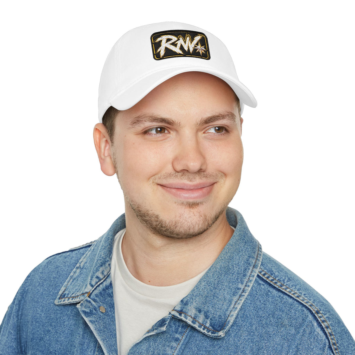 Hat-Red Low-Profile Baseball Cap with 'RW' Embroidered Patch — Casual Everyday Dad Hat