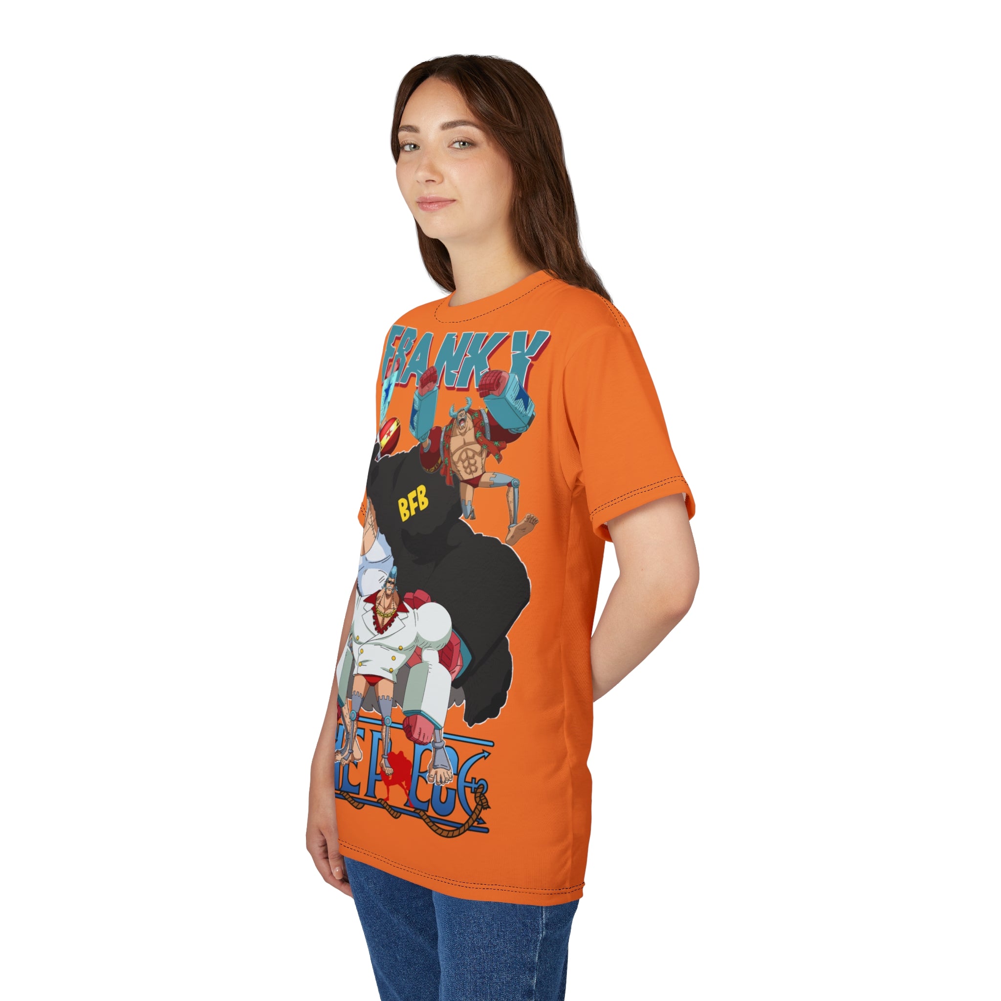 Anime- Crew Graphic Tee — Orange Anime Character T-Shirt