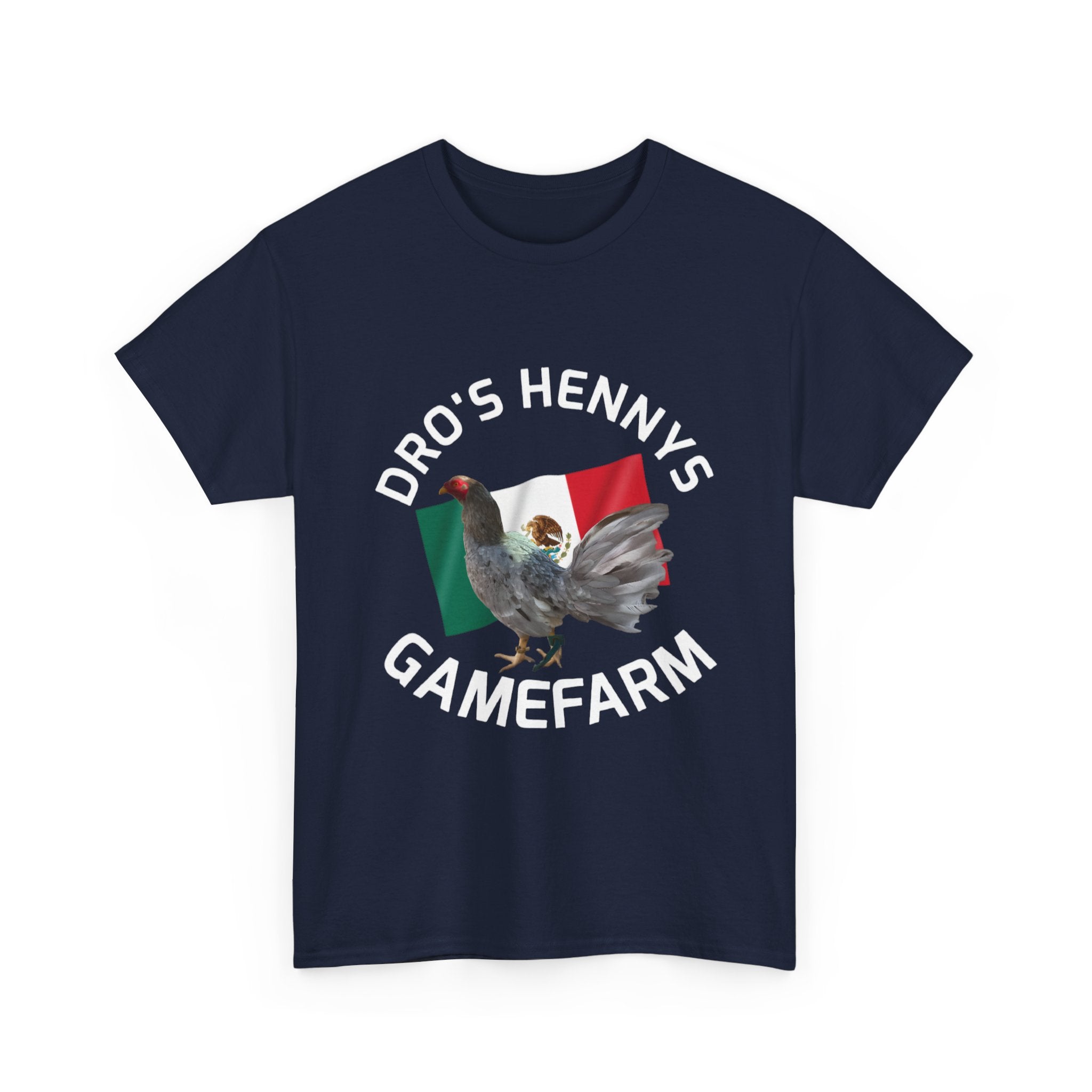Henny-Gamefowl Tee — "Dro's Henny's Gamefarm" Mexican Flag Rooster Shirt