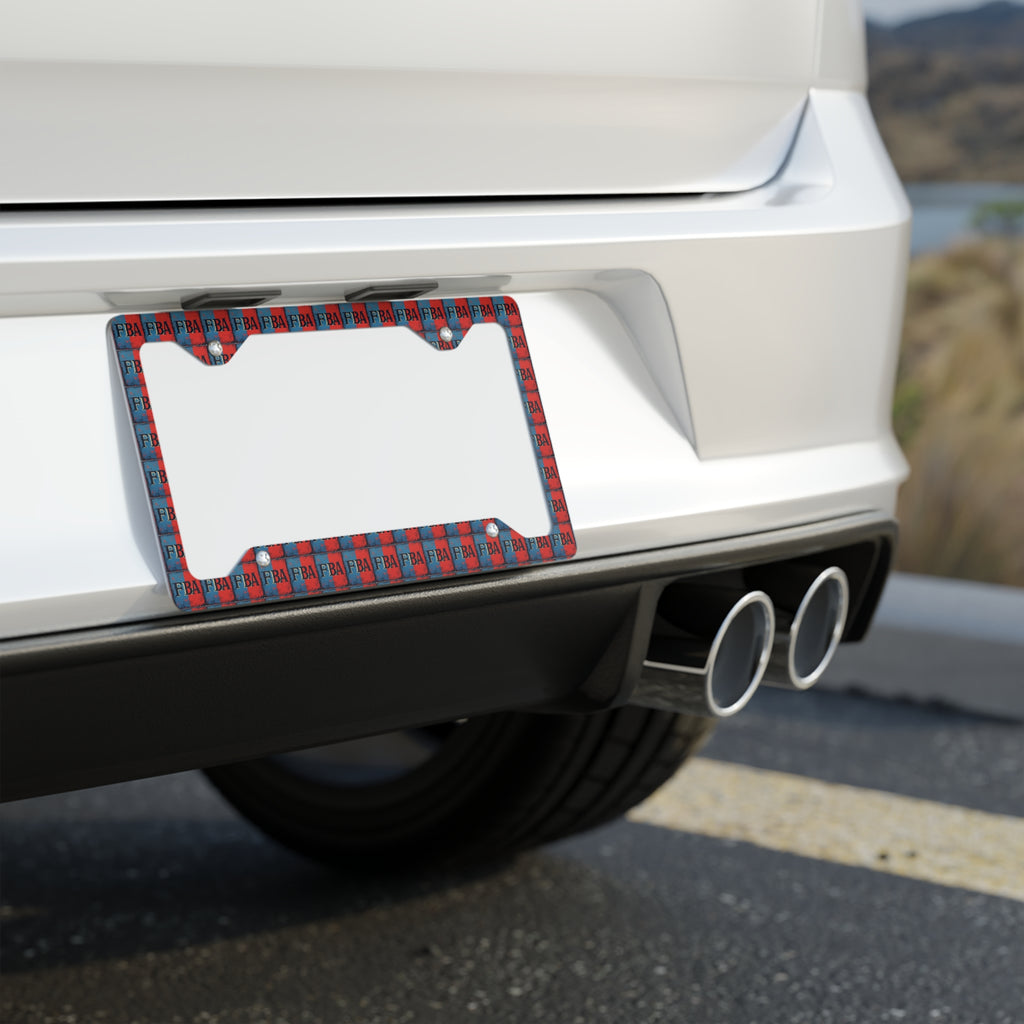 Patriotic Red & Blue Metal License Plate Frame – Checker FBA Design