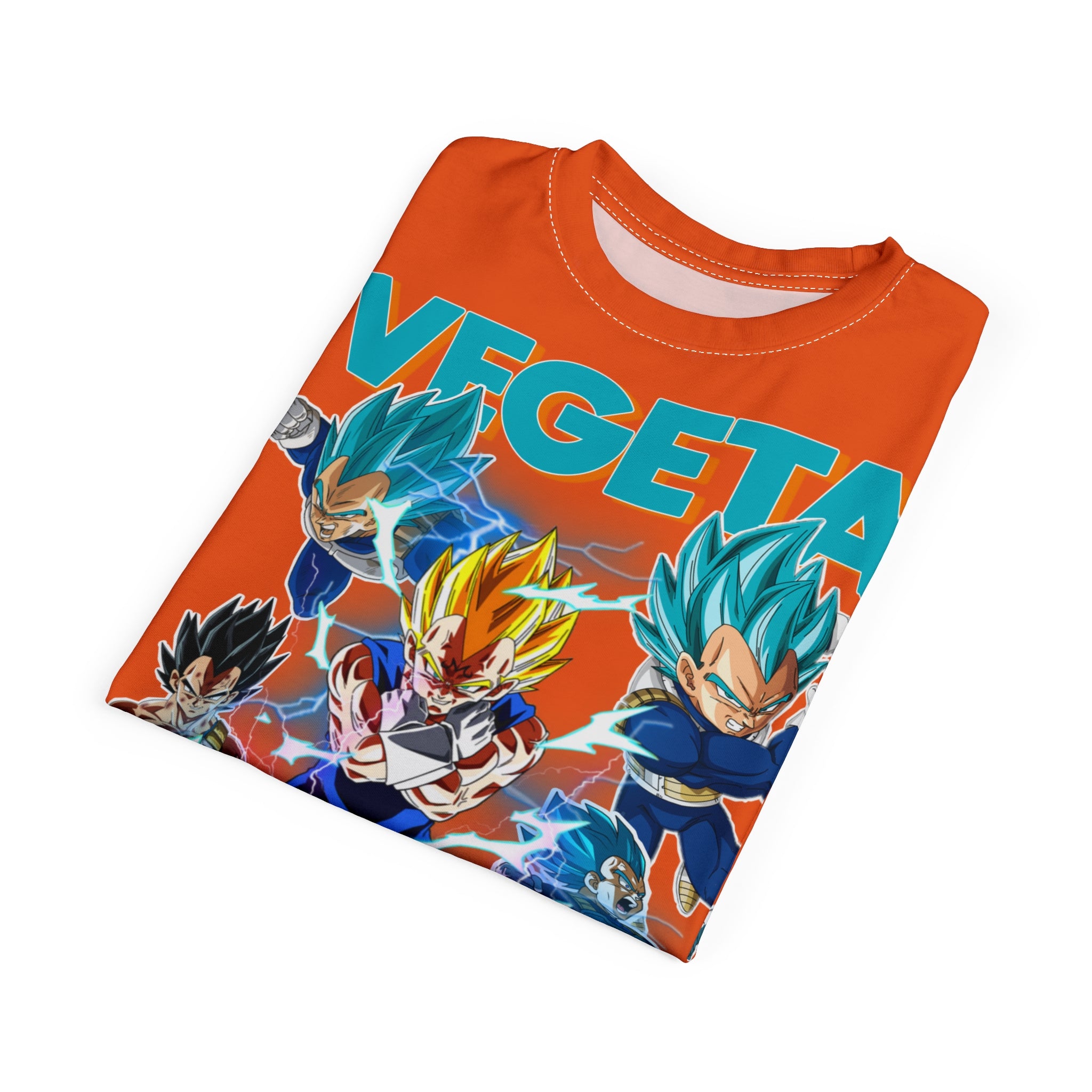 Anime- Vegeta Dragon Ball Z Graphic Tee — Orange All-Over Print