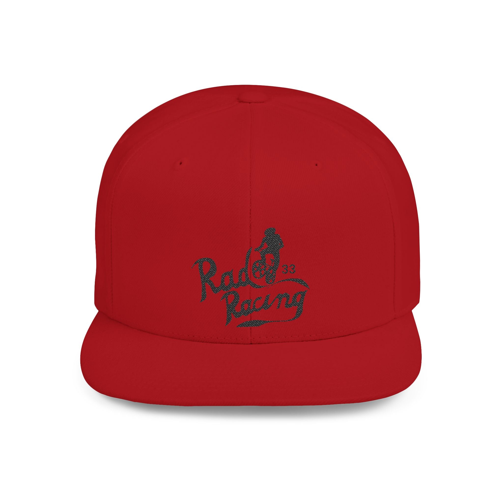 Rad-Flat Bill Snapback Hat — Retro 'Racer Racing' Embroidered Logo Cap