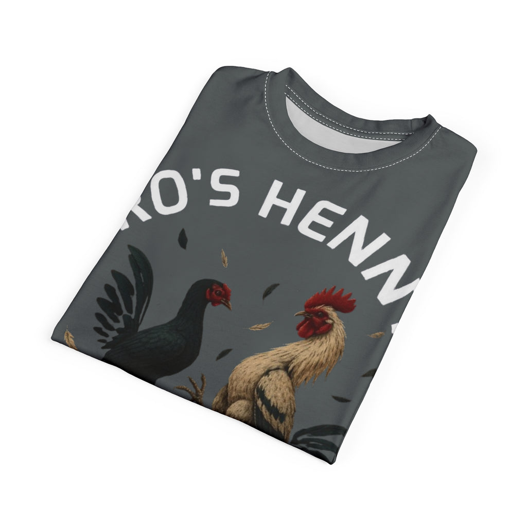 Henny- Gamefarm Roosters T‑Shirt — "Dro's Henny's Gamefarm" All‑Over Print Tee