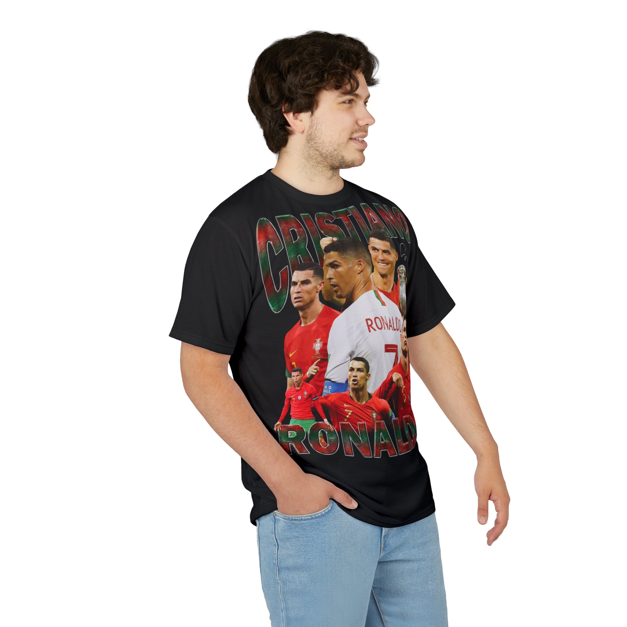 Team-Soccer Legend Graphic Tee — Cristiano Ronaldo Collage Shirt