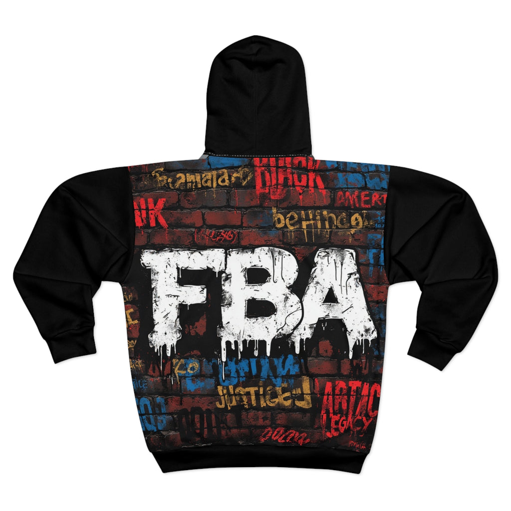 FBA- Gritty Fist Set- Foundational Black FBA Zip Hoodie — Bold Urban Social Justice Design