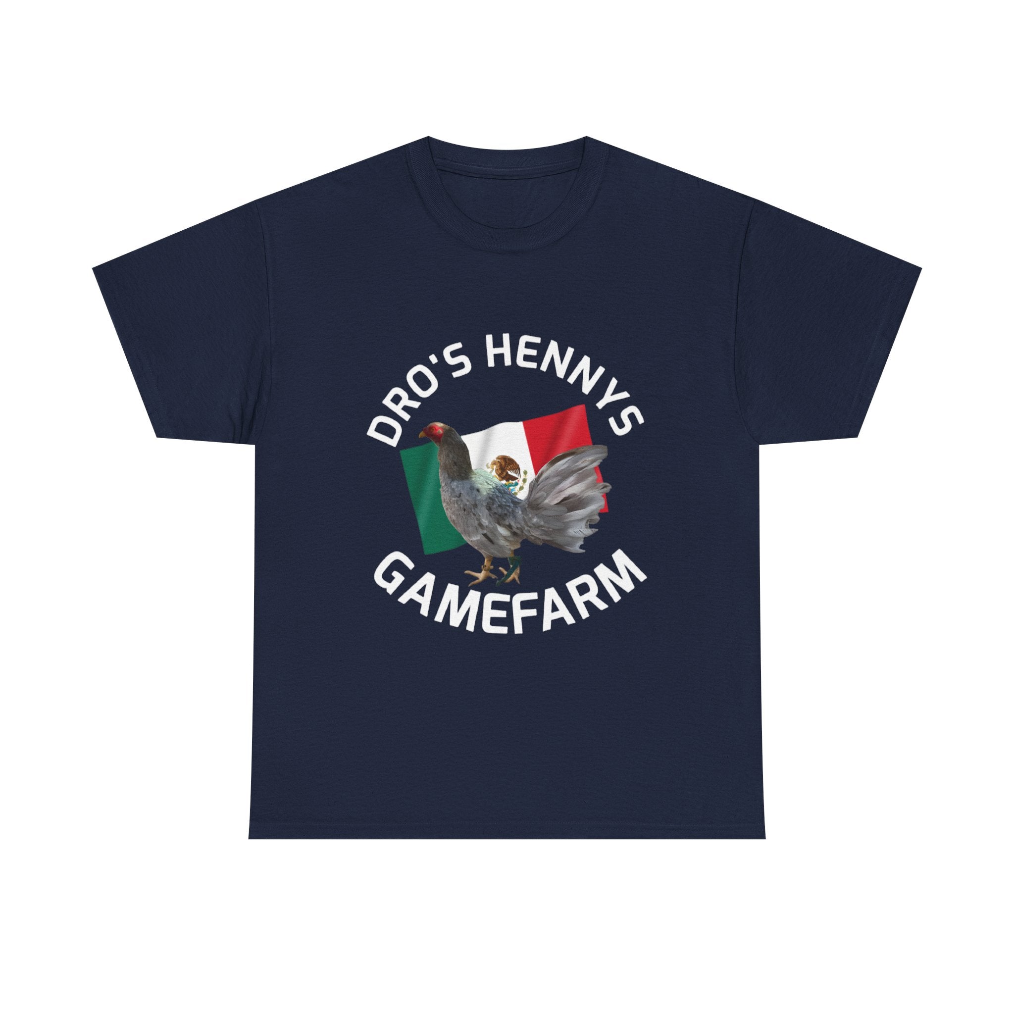 Henny-Gamefowl Tee — "Dro's Henny's Gamefarm" Mexican Flag Rooster Shirt