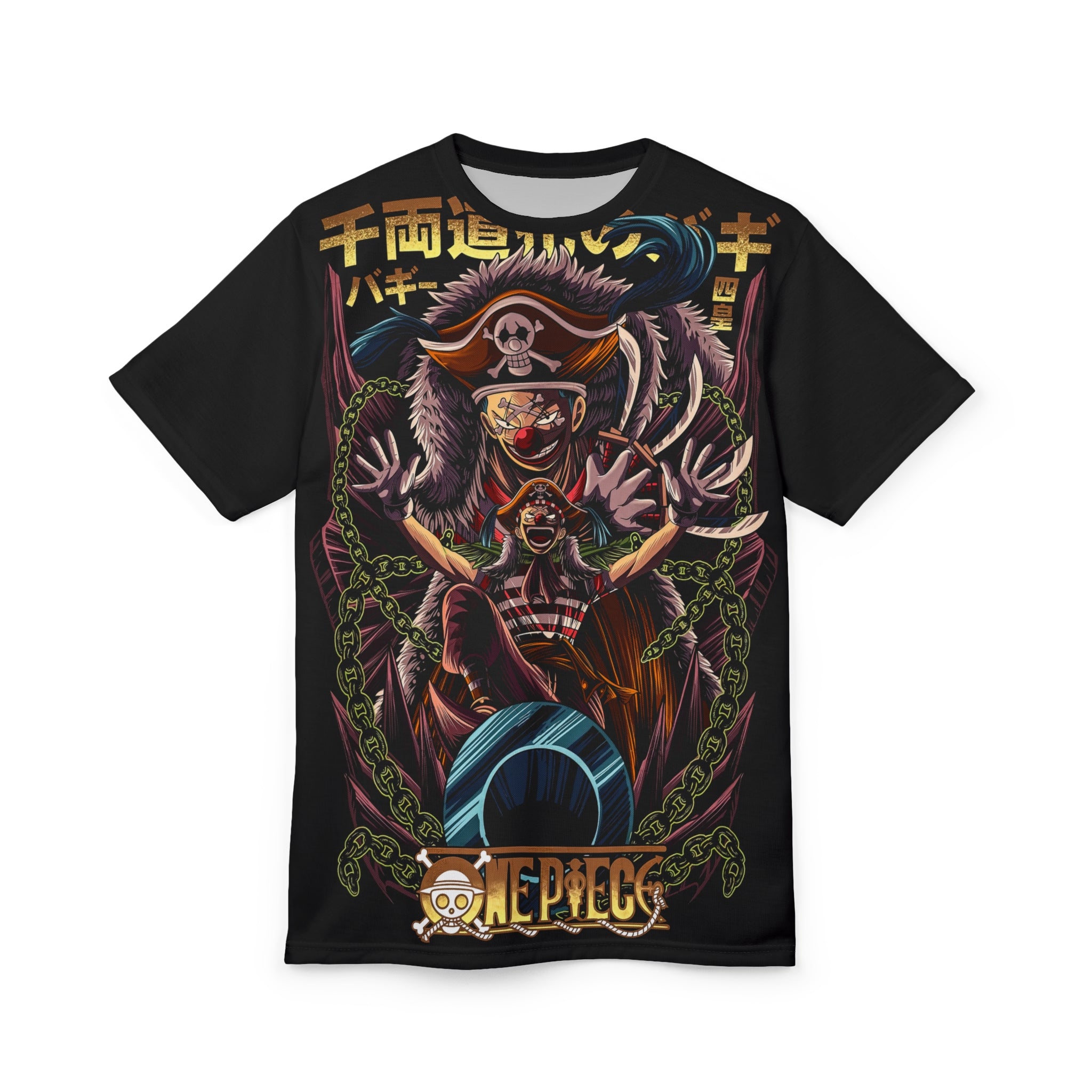 Anime-Pirate Crew Graphic Tee — Colorful Anime All-Over Print