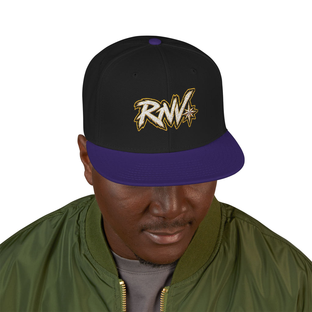 Hat-Embroidered Gold Graffiti Snapback Hat