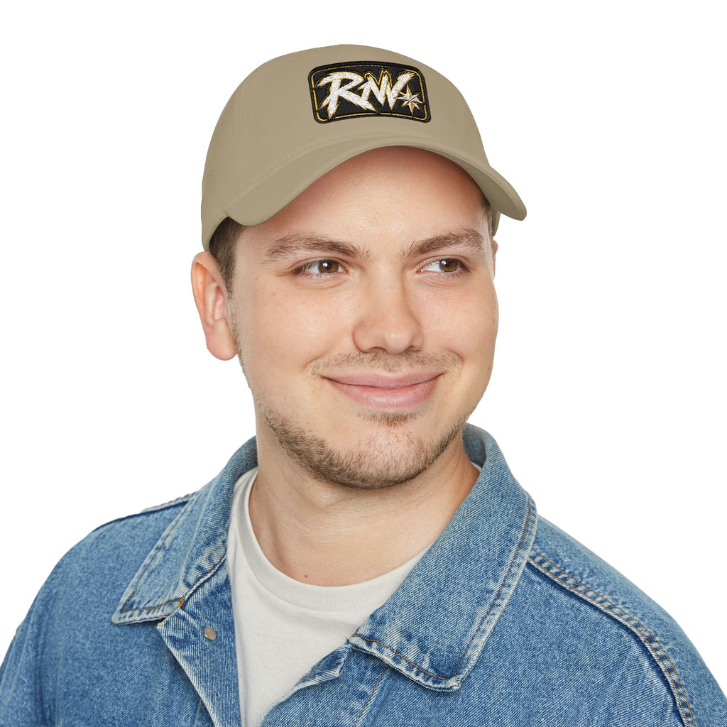 Hat-Red Low-Profile Baseball Cap with 'RW' Embroidered Patch — Casual Everyday Dad Hat
