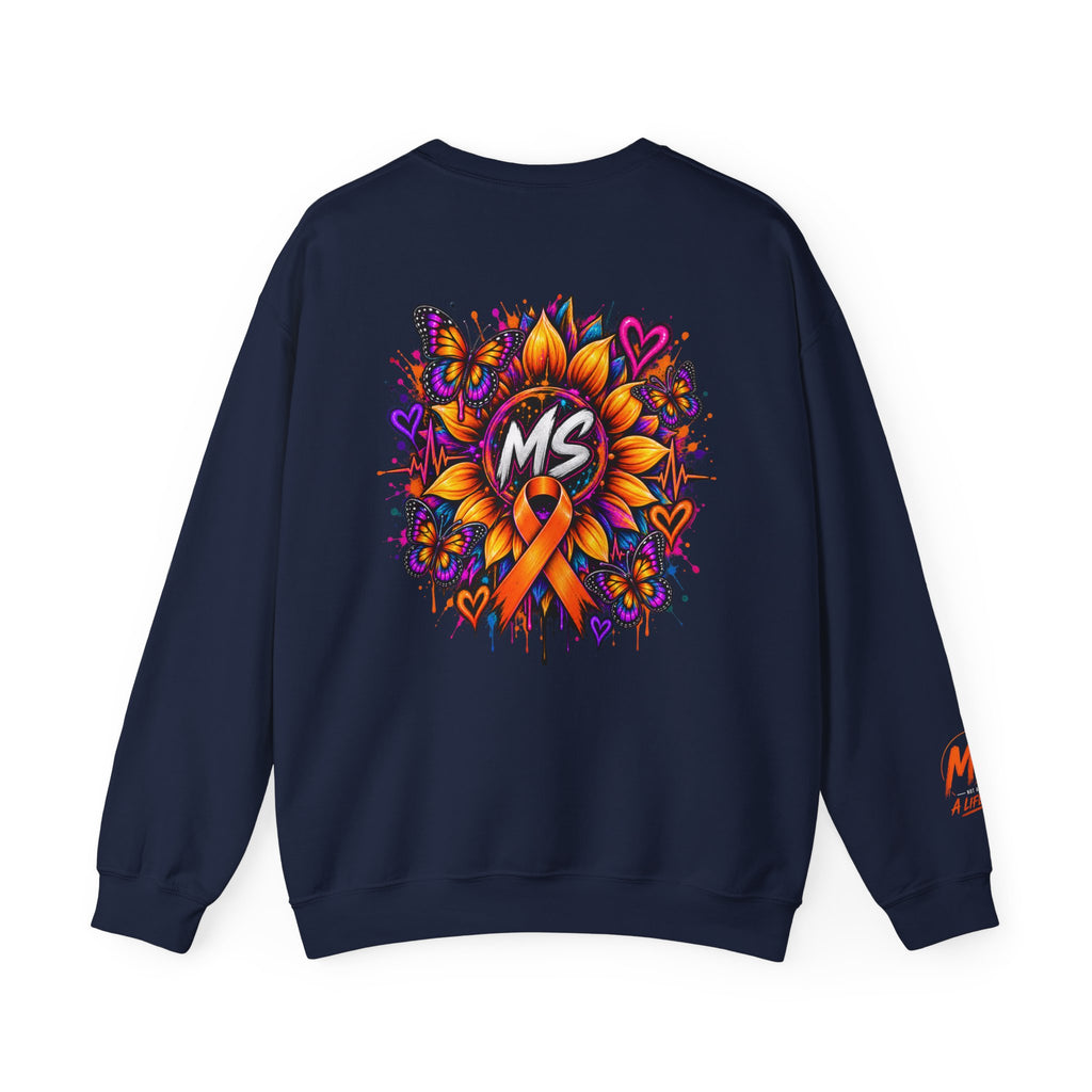 MS- Awareness Crewneck Sweatshirt — "Not All Wounds Are Visible" Orange Ribbon Design