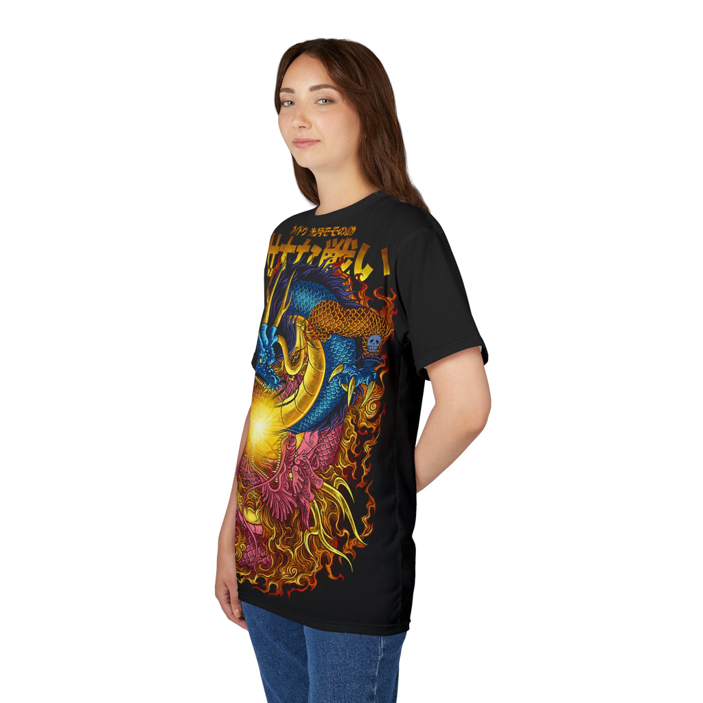 Anime- Dragon Oni Graphic Tee — Japanese Kanji Flame Design