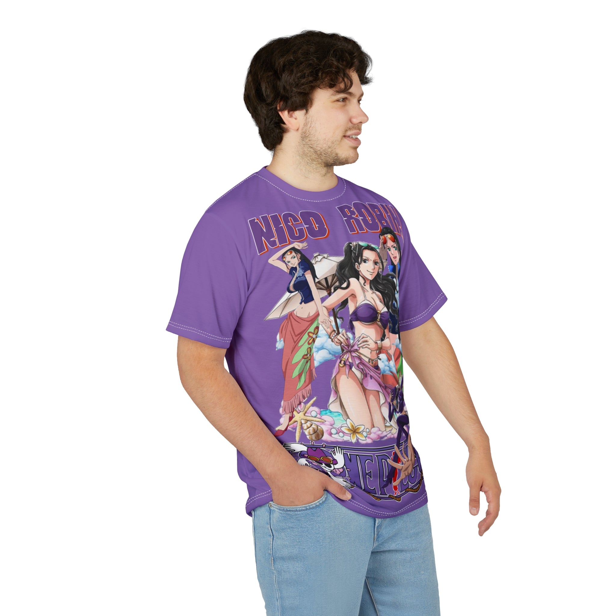 Anime- Beach Tee — All-Over Print Purple T-Shirt