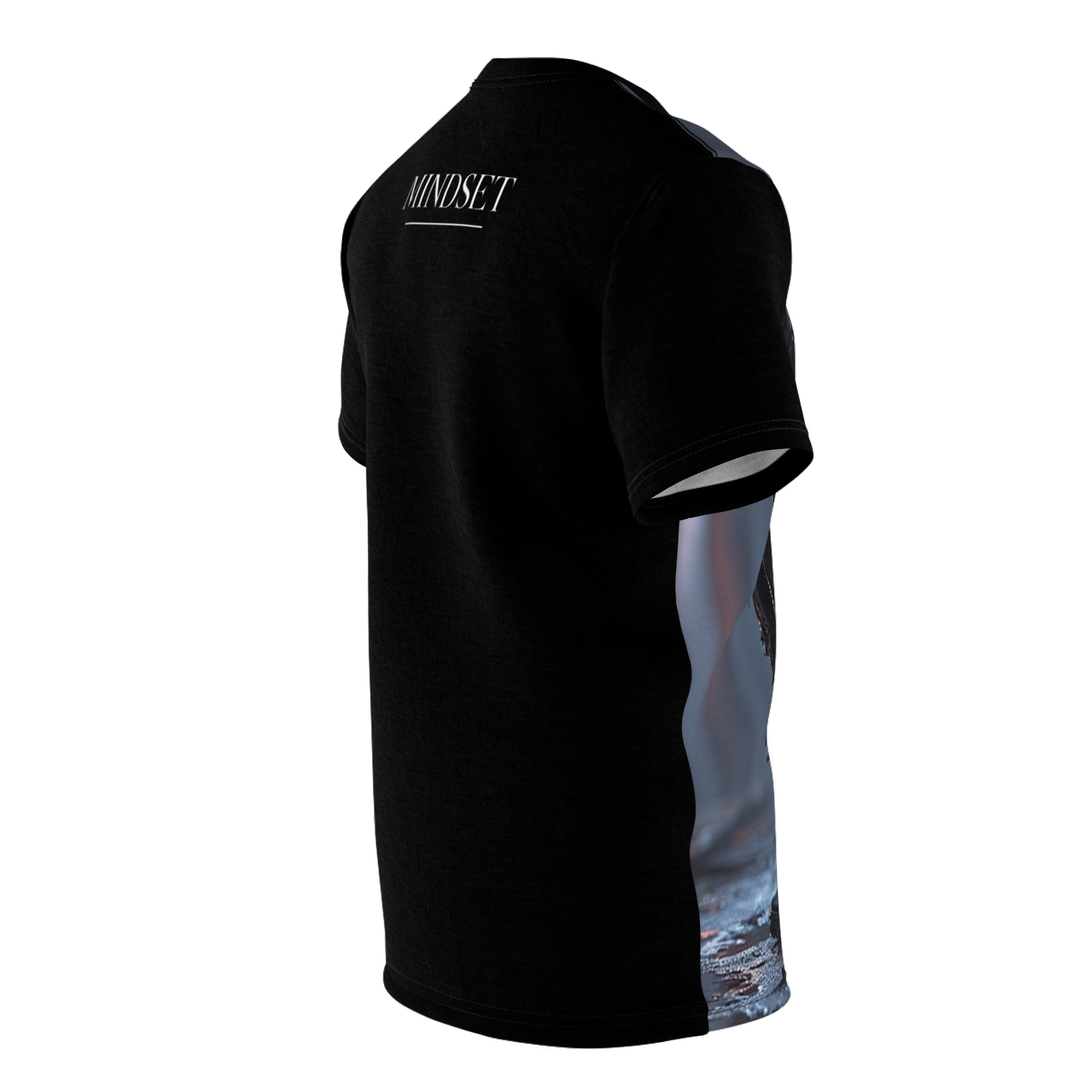 Mindset- Dystopian Streetwear Tee — Twin Hooded Figures All-Over Print