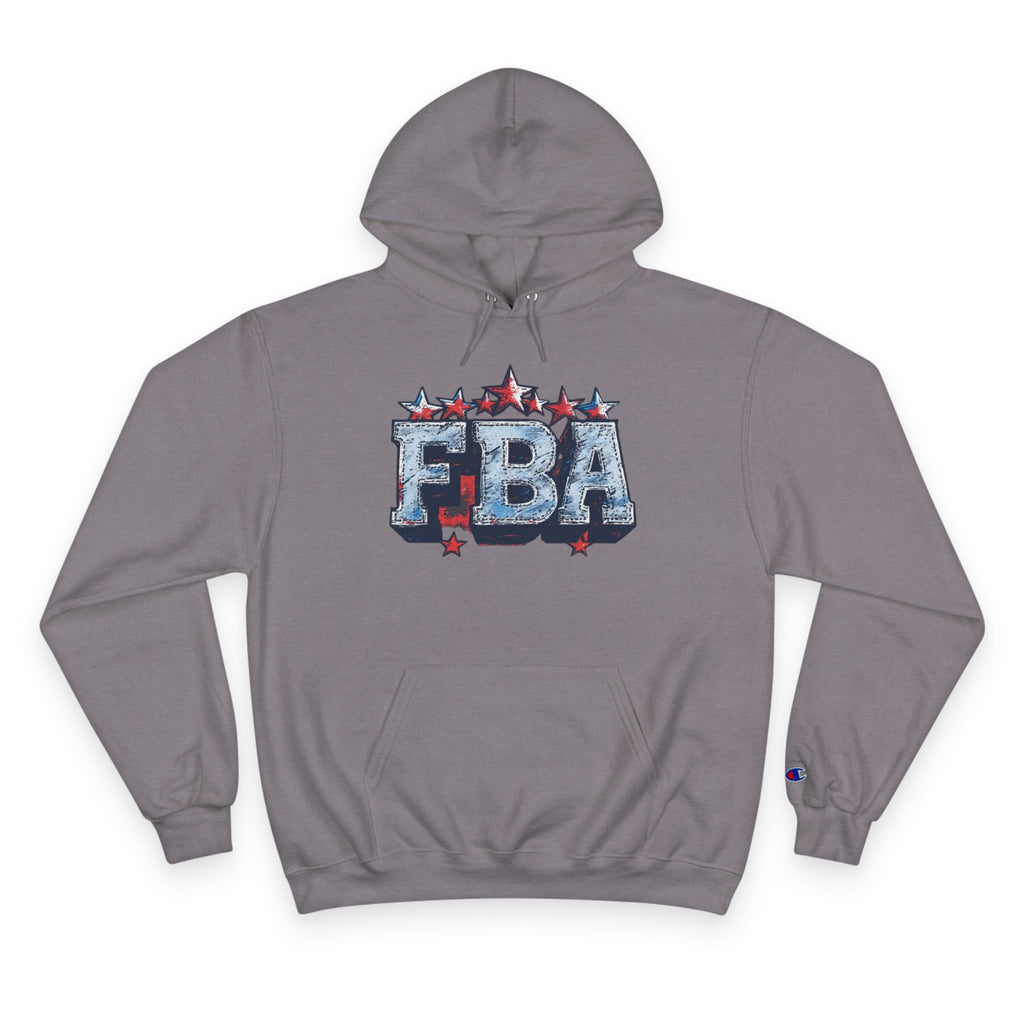 FBA- Graphic Hoodie — Retro Neon Fist & Star Emblem Champion Sweatshirt