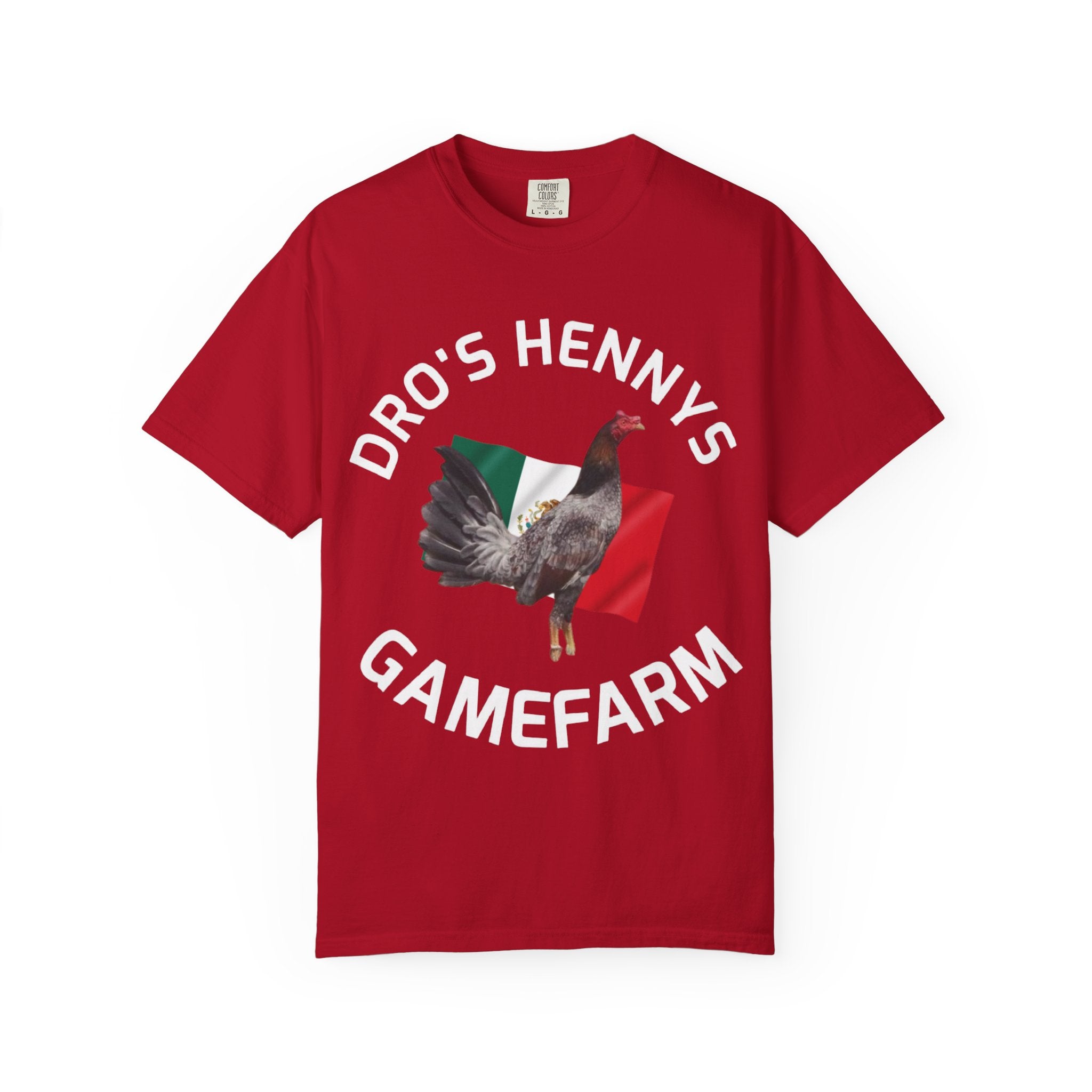 Henny- Gamefarm Rooster T-Shirt — "Dro's Henny's Gamefarm" Poultry Farm Tee