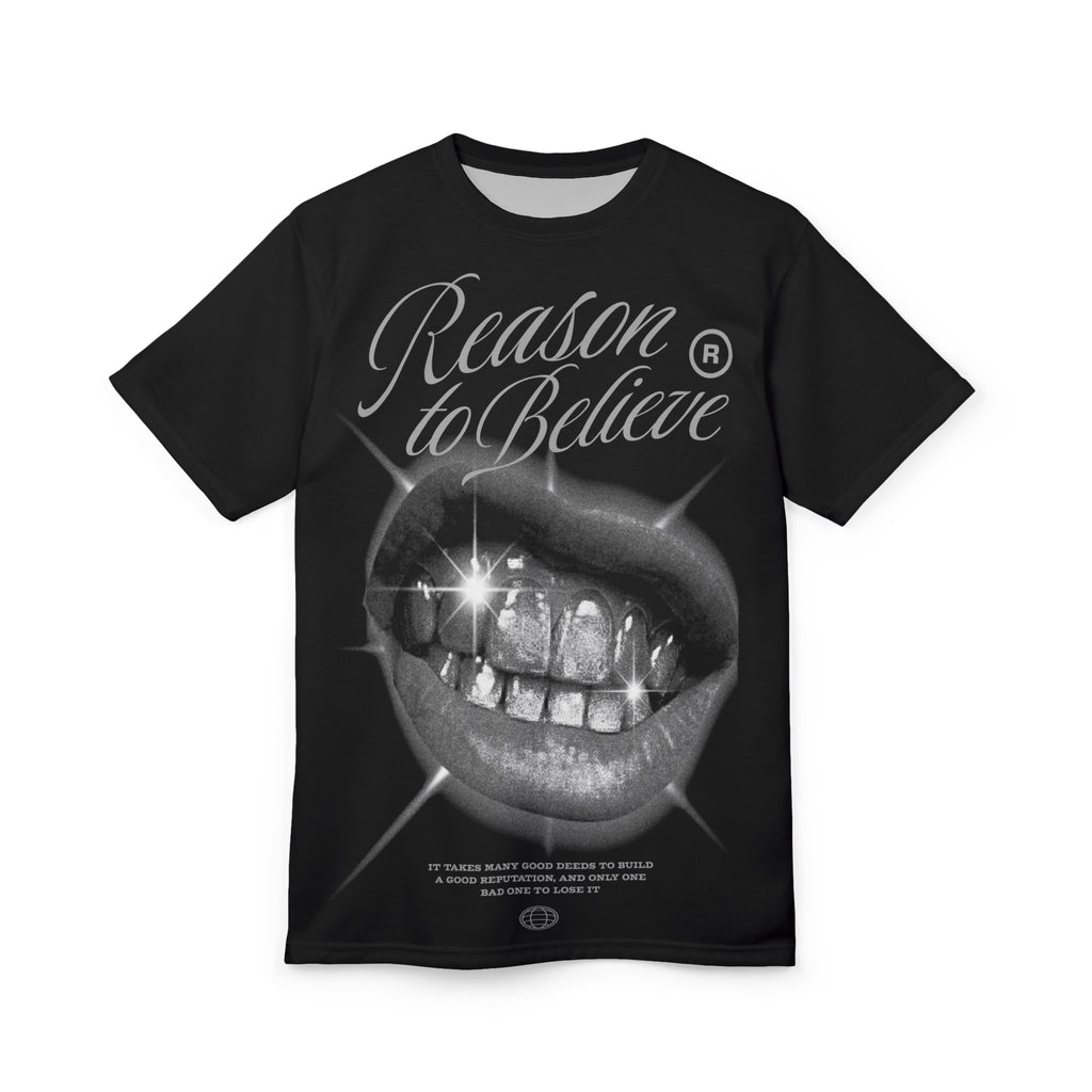 Reason to Believe Graphic Tee — Sparkling Grillz All-Over Print Shirt