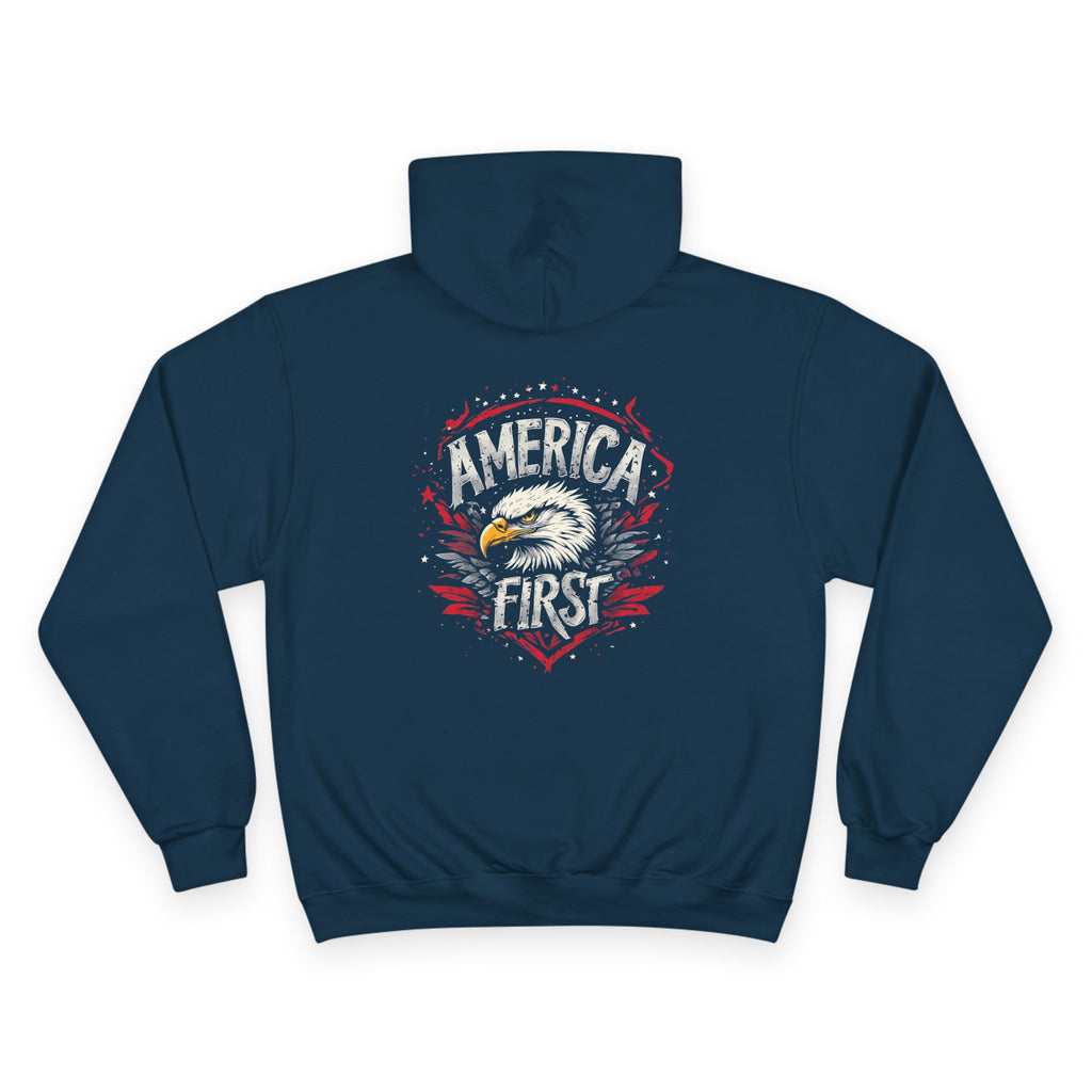 Ant-America First Champion Hoodie — 'Built Different' Patriotic Eagle Pullover