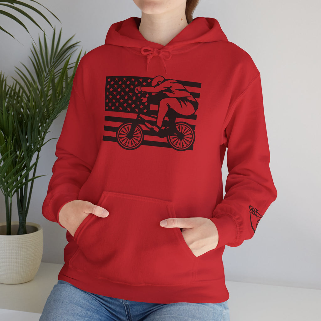 Rad-Biker American Flag Hoodie — 'Is My Bike Okay?' Graphic Hooded Sweatshirt