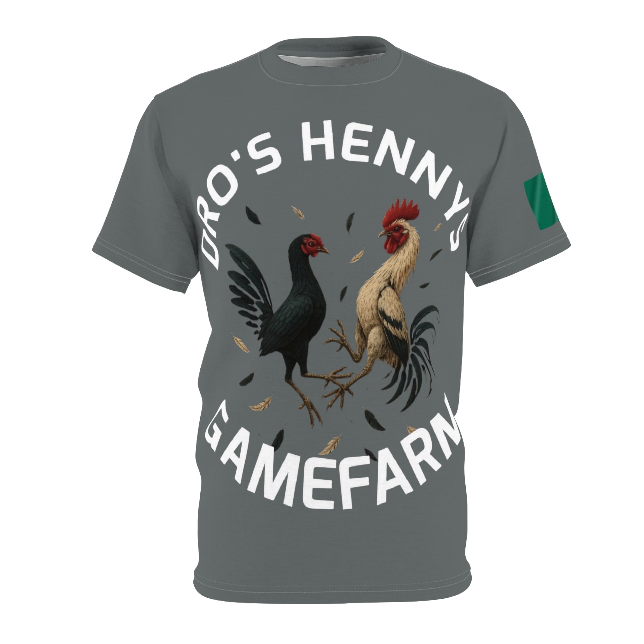 Henny- Gamefarm Roosters T‑Shirt — "Dro's Henny's Gamefarm" All‑Over Print Tee