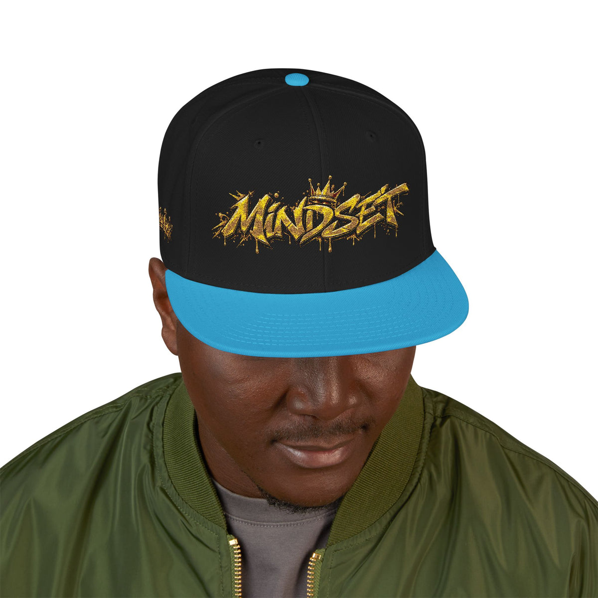 Hat-Embroidered Gold Graffiti Snapback Hat