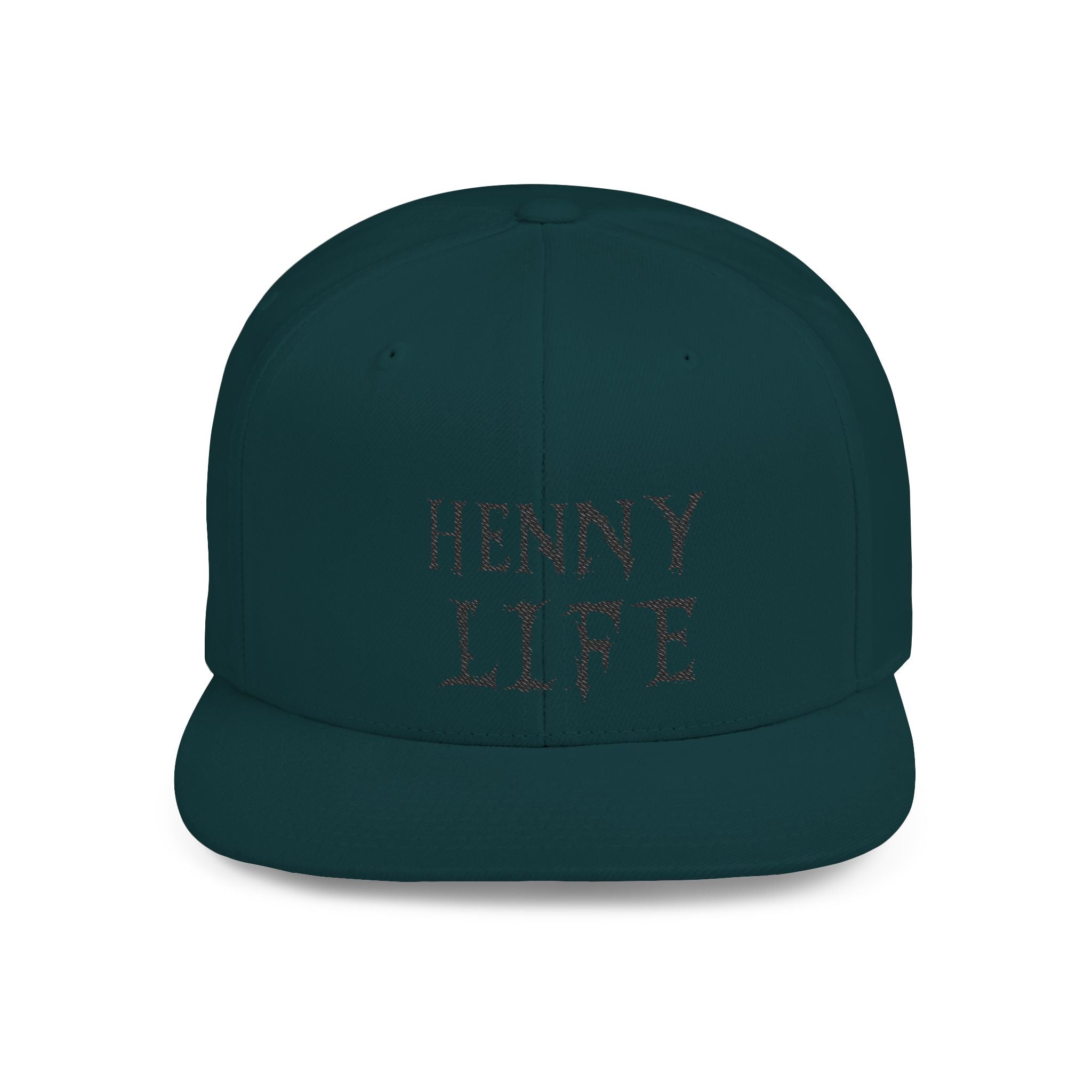 Henny-Snapback Hat — "Henny Life" Embroidered Flat Bill Cap