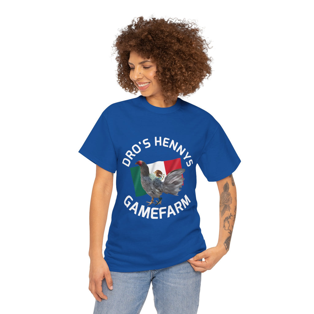 Henny-Gamefowl Tee — "Dro's Henny's Gamefarm" Mexican Flag Rooster Shirt