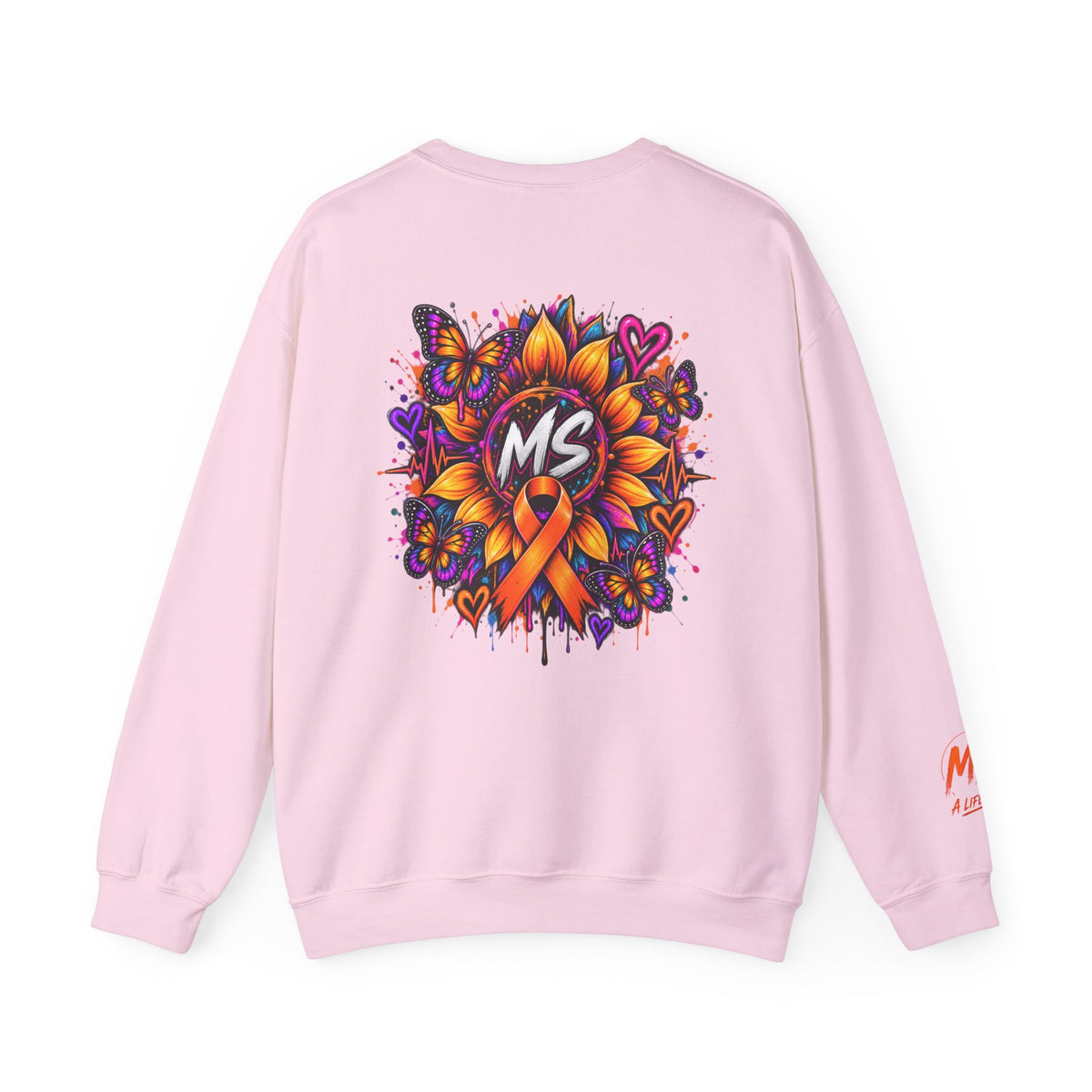 MS- Awareness Crewneck Sweatshirt — "Not All Wounds Are Visible" Orange Ribbon Design