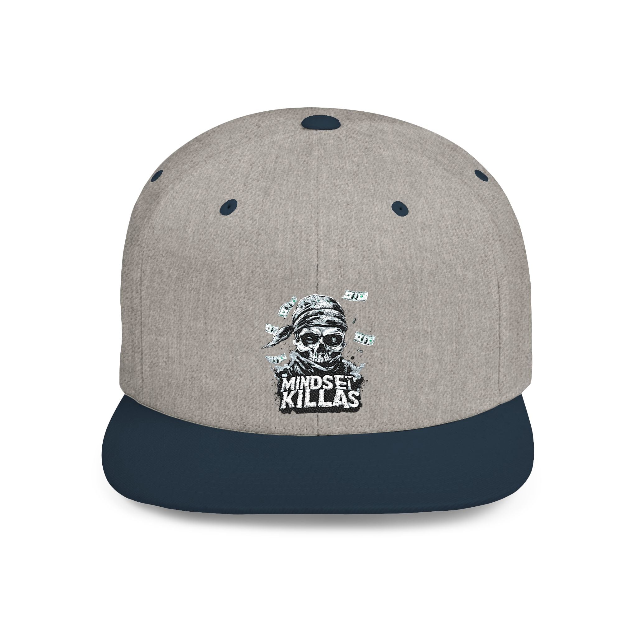 Mindset-Snapback Hat — "Kille" Skull Graphic Flat Bill Cap