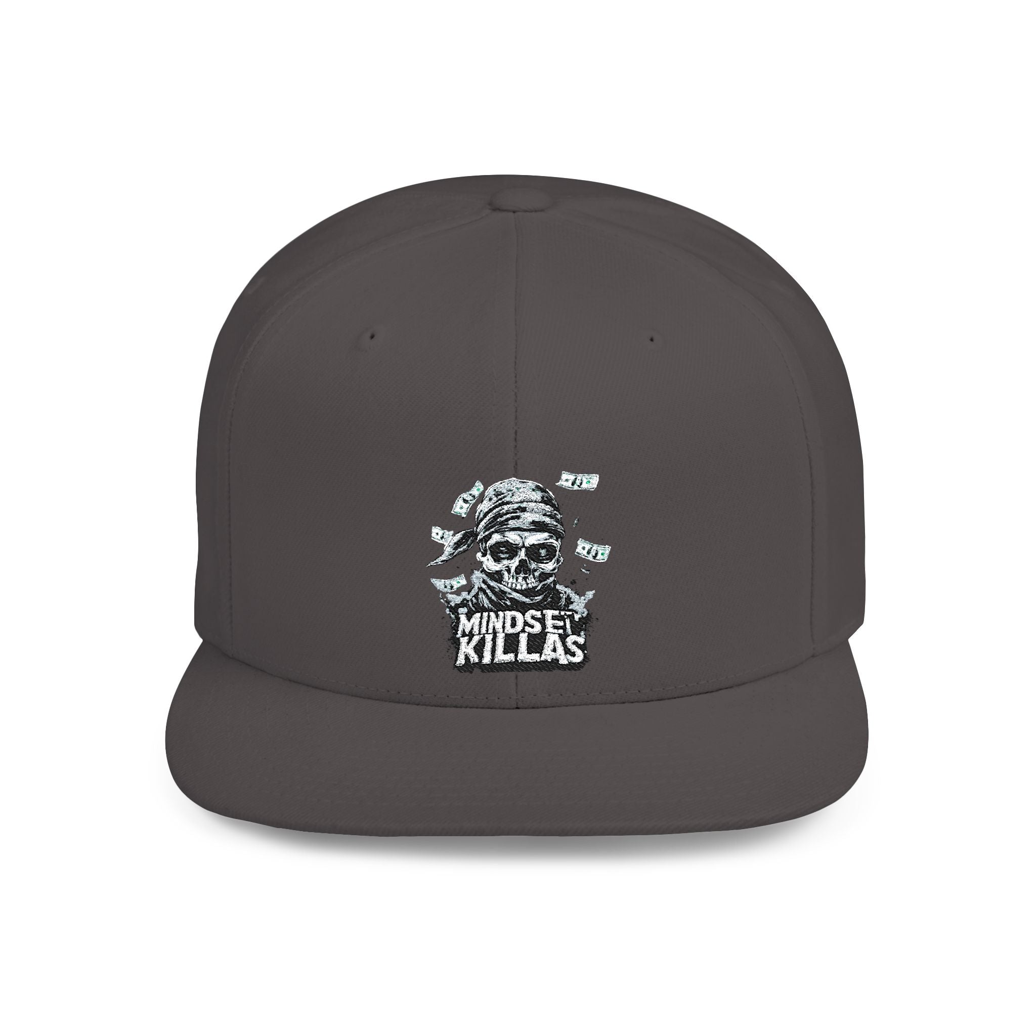 Mindset-Snapback Hat — "Kille" Skull Graphic Flat Bill Cap