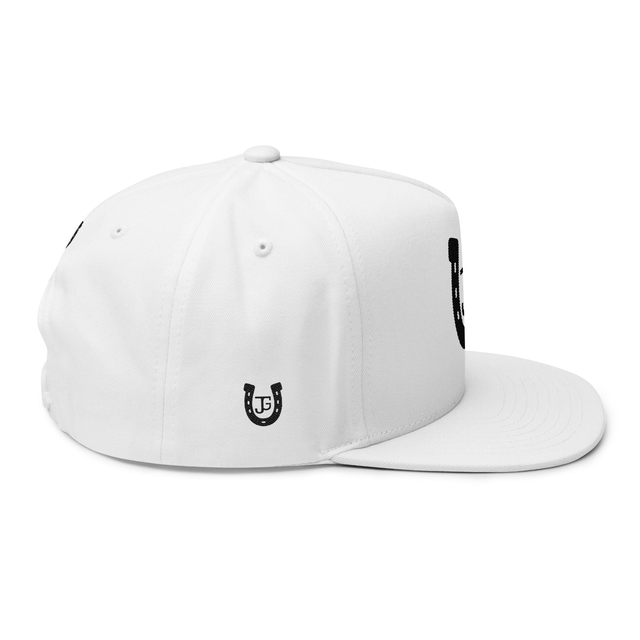 JG-Embroidered Horseshoe Flat Bill Cap — Lucky Initials Snapback