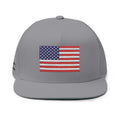 Embroidered American Flag Flat Bill Cap — Patriotic Snapback Hat