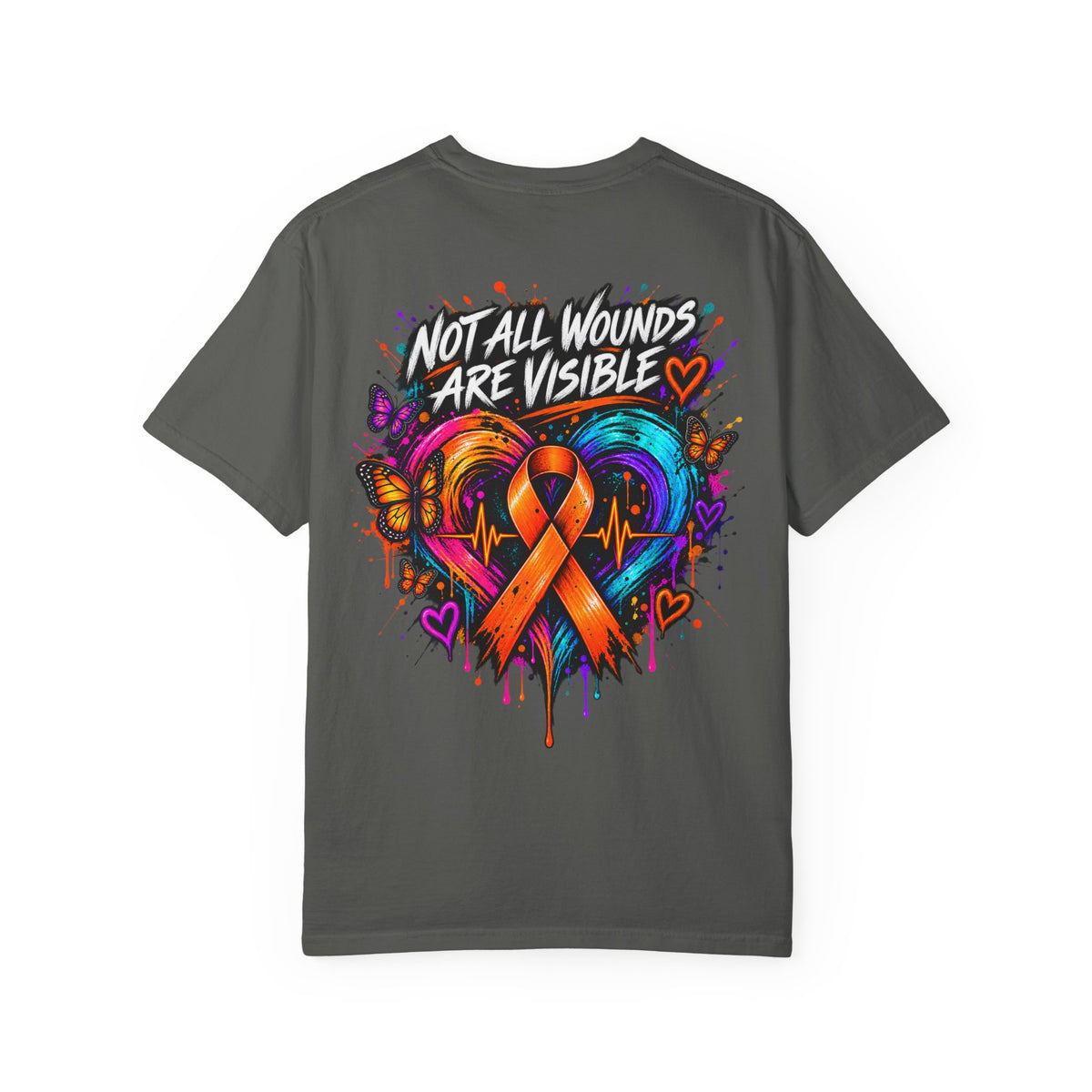 MS- Awareness Heart Ribbon T-Shirt — “Not All Wounds Are Visible” Neuropathy Support Tee
