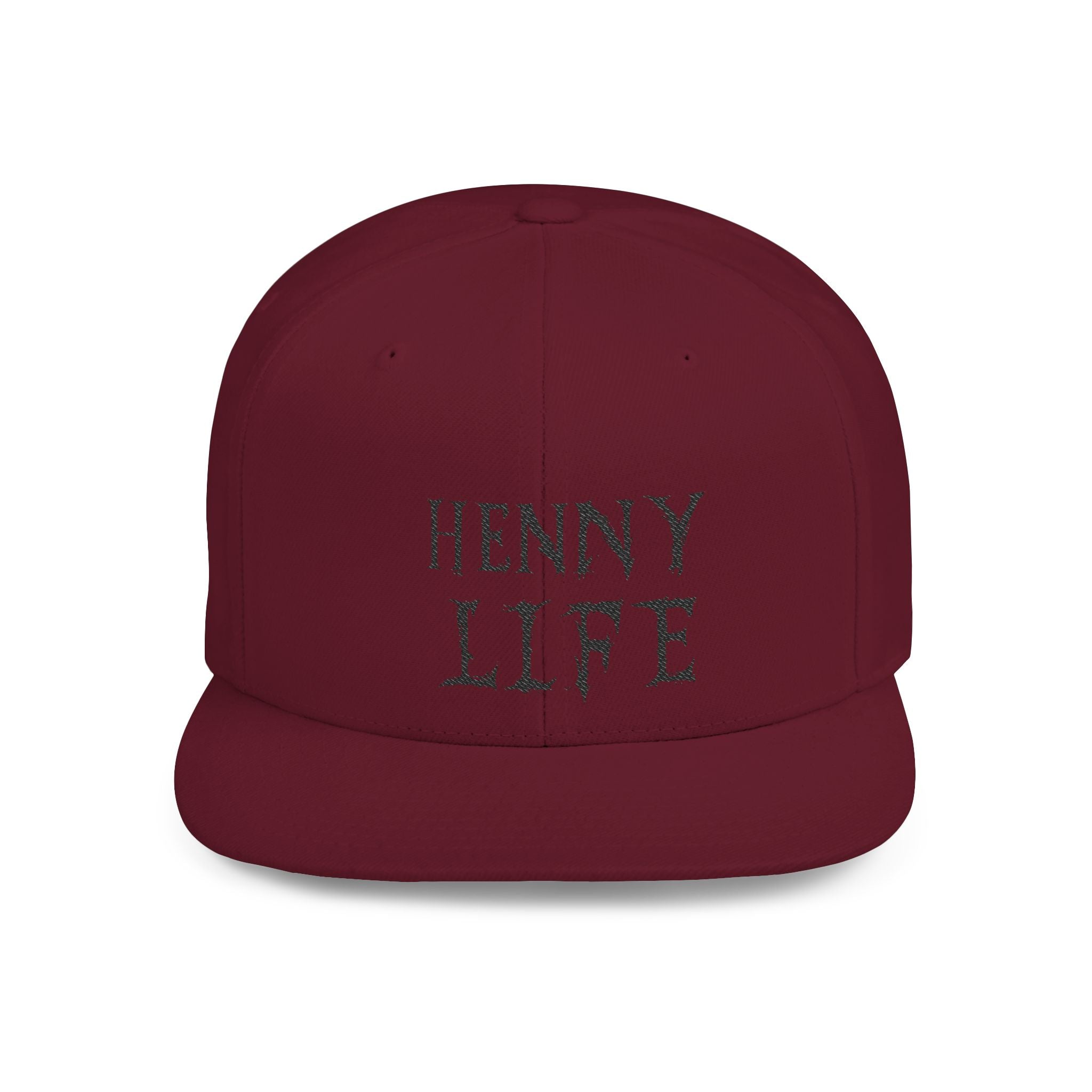 Henny-Snapback Hat — "Henny Life" Embroidered Flat Bill Cap