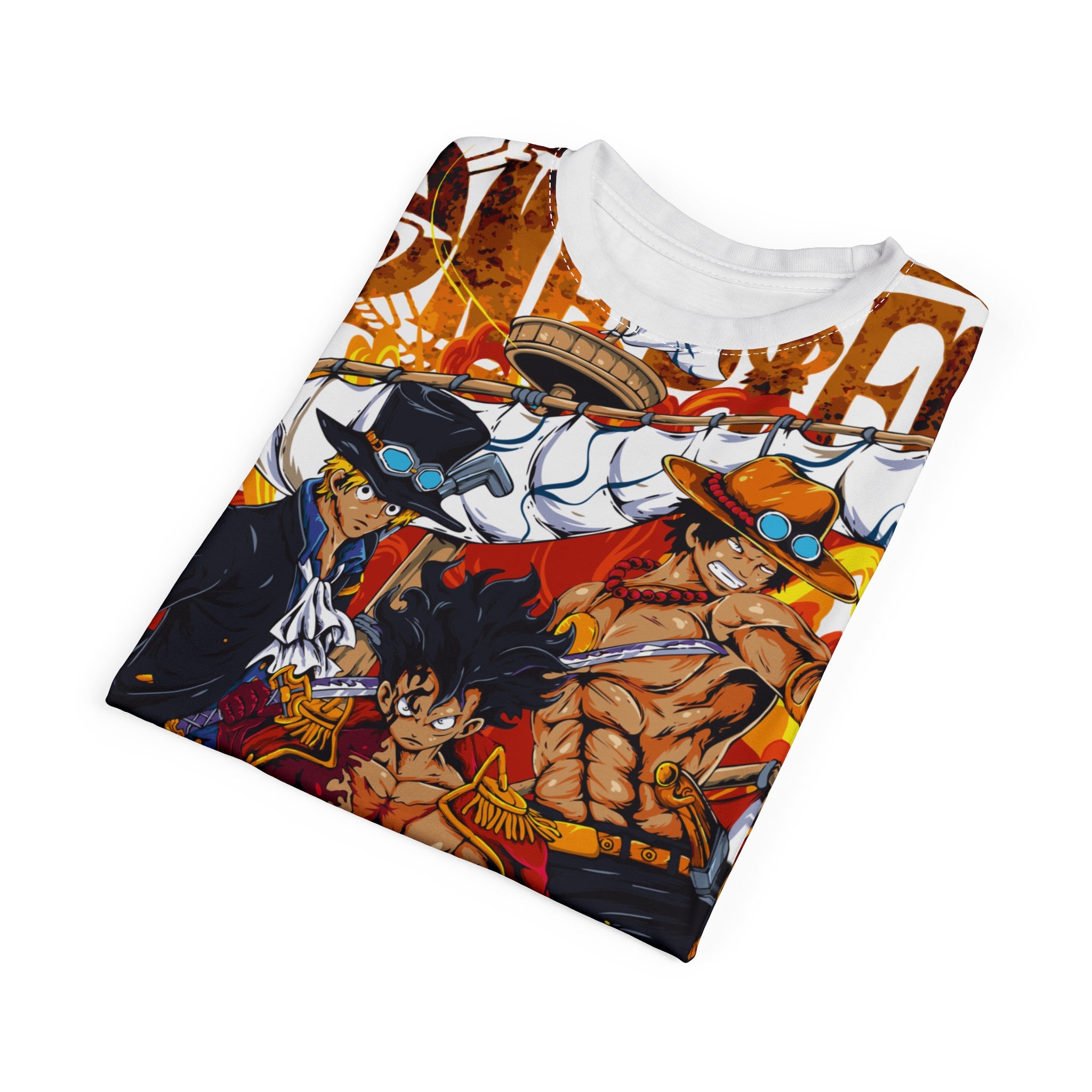 Anime- Pirate Crew All-Over Print Tee — One Piece Luffy, Ace & Sabo Graphic Shirt