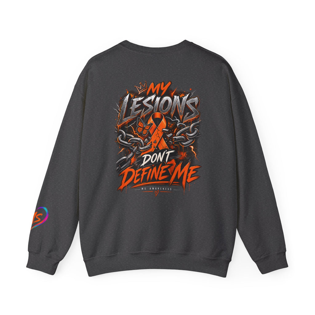 MS- Awareness Skull Crewneck Sweatshirt — "My Lesions Don’t Define Me"