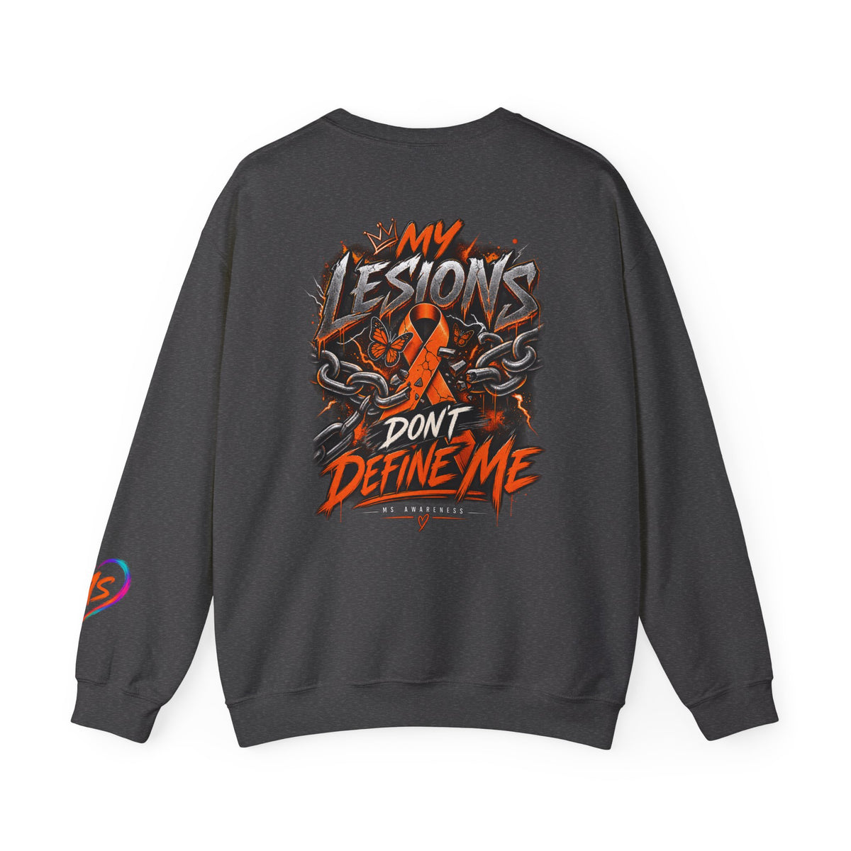 MS- Awareness Skull Crewneck Sweatshirt — "My Lesions Don’t Define Me"