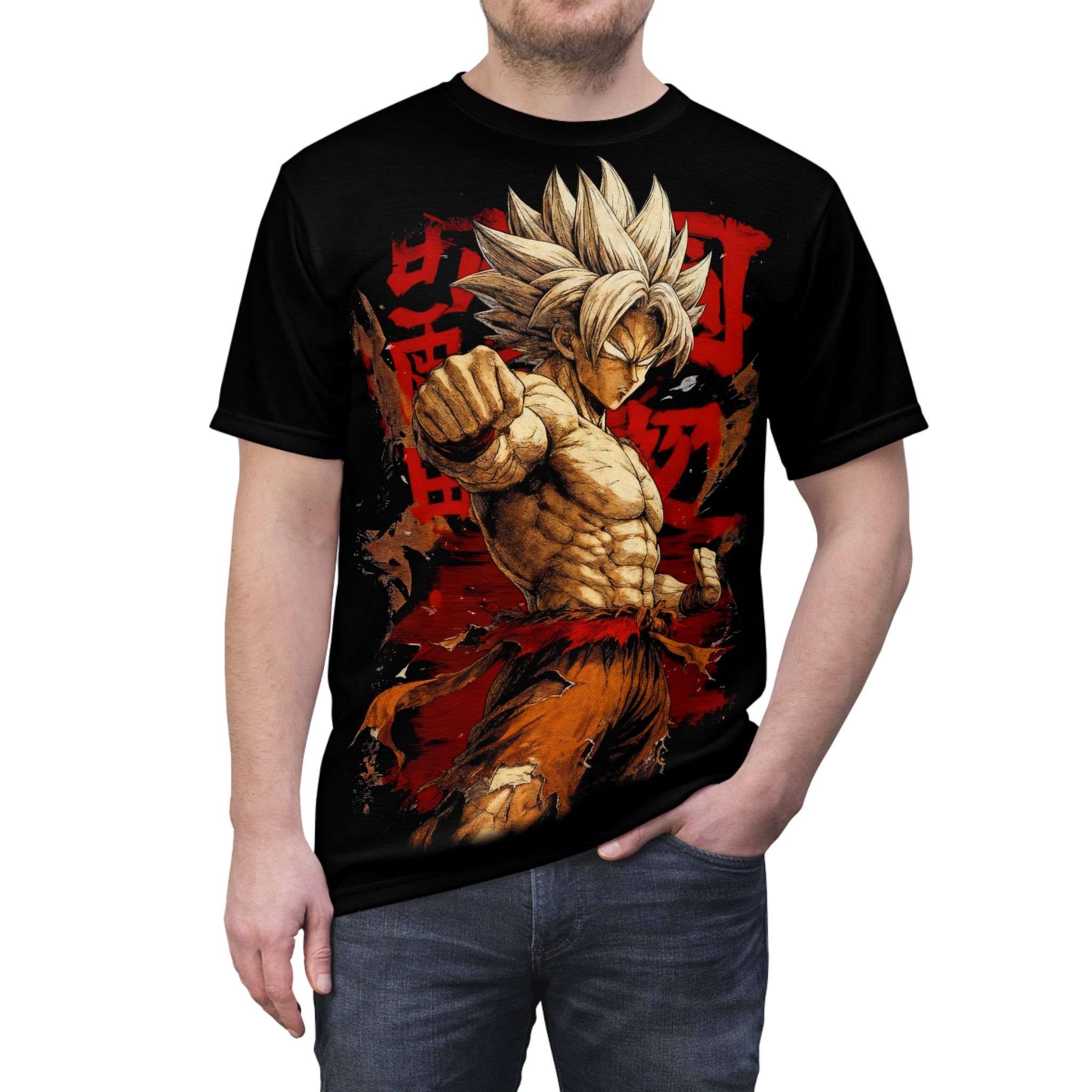 Dragon- Fighter Graphic Tee - Muscular Warrior Punch Design