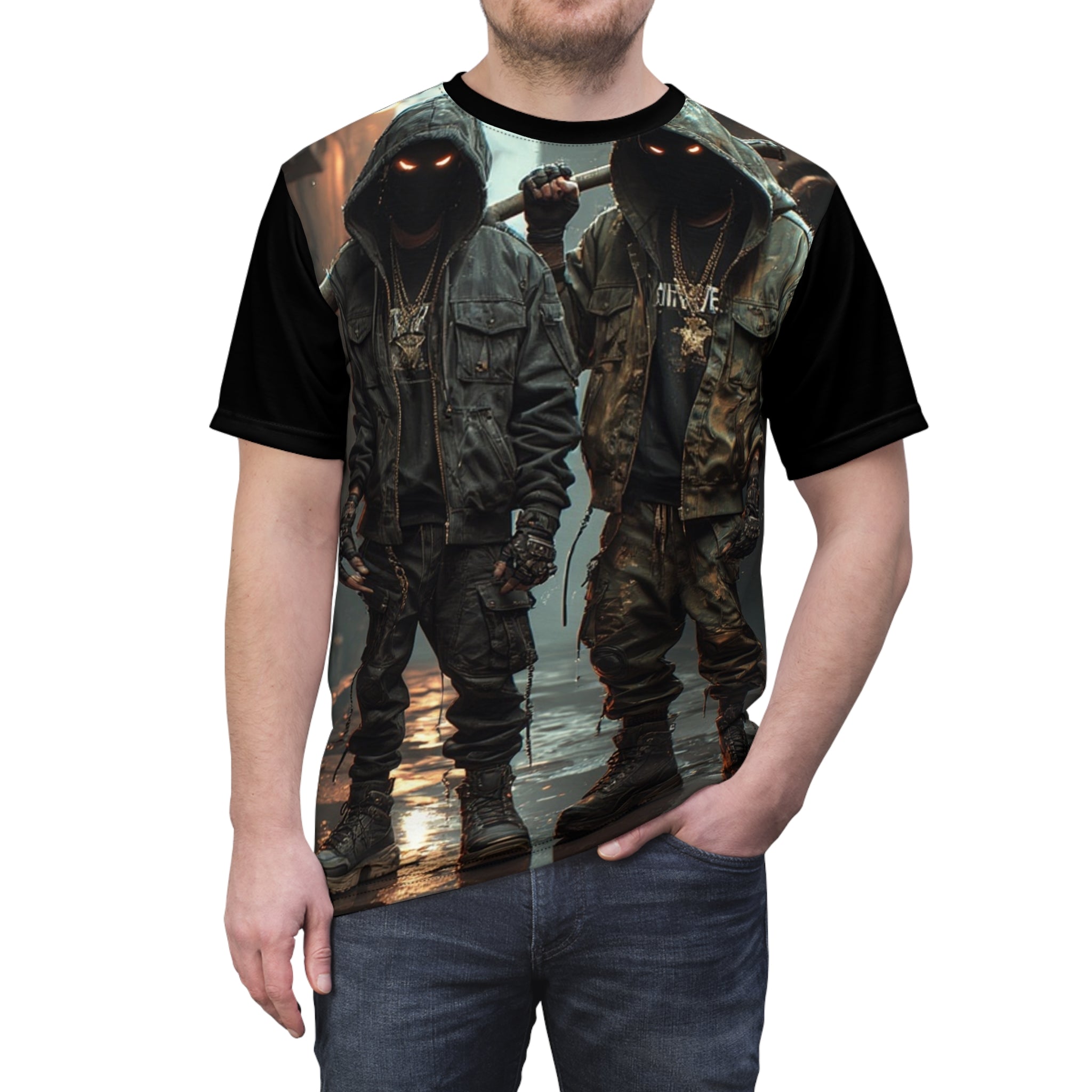 Mindset- Hooded Shadows Streetwear Tee — Dark Urban Riot Aesthetic