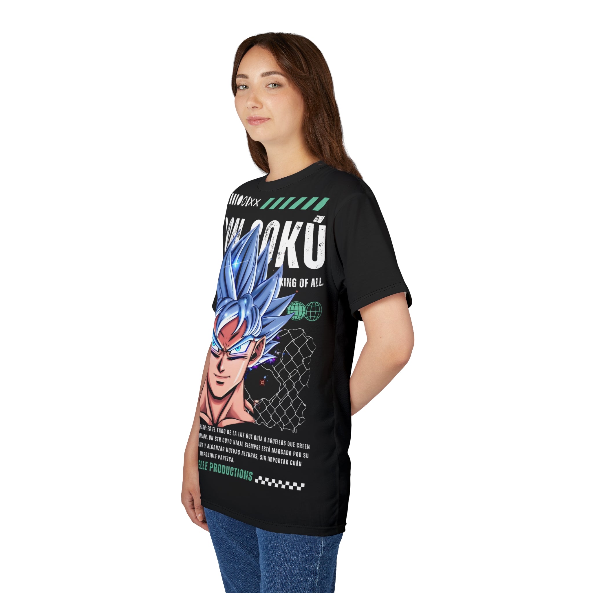 Dragon-Son Goku Blue Hair Anime Tee — Super Saiyan God Inspired Graphic T-Shirt