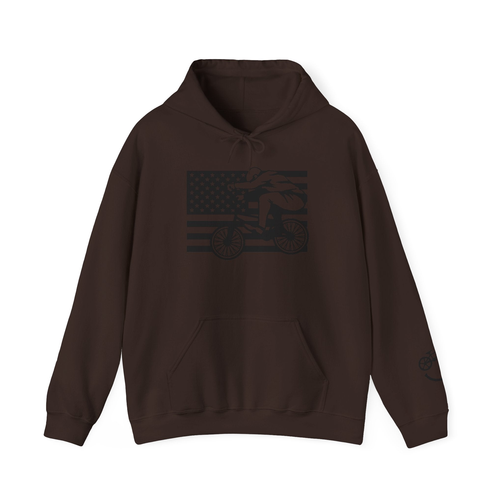 Rad-Biker American Flag Hoodie — 'Is My Bike Okay?' Graphic Hooded Sweatshirt