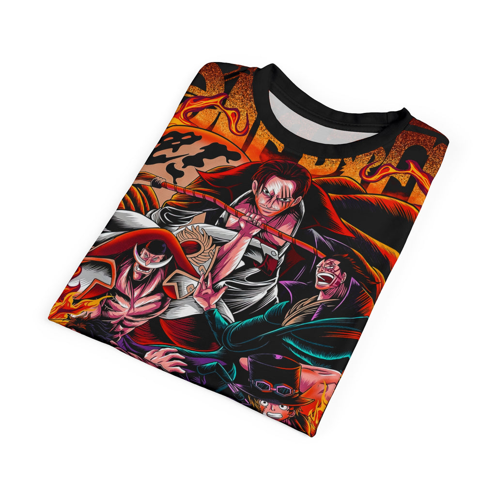 Anime- Crew Battle All-Over Print Tee — Luffy & Flames Anime T-Shirt