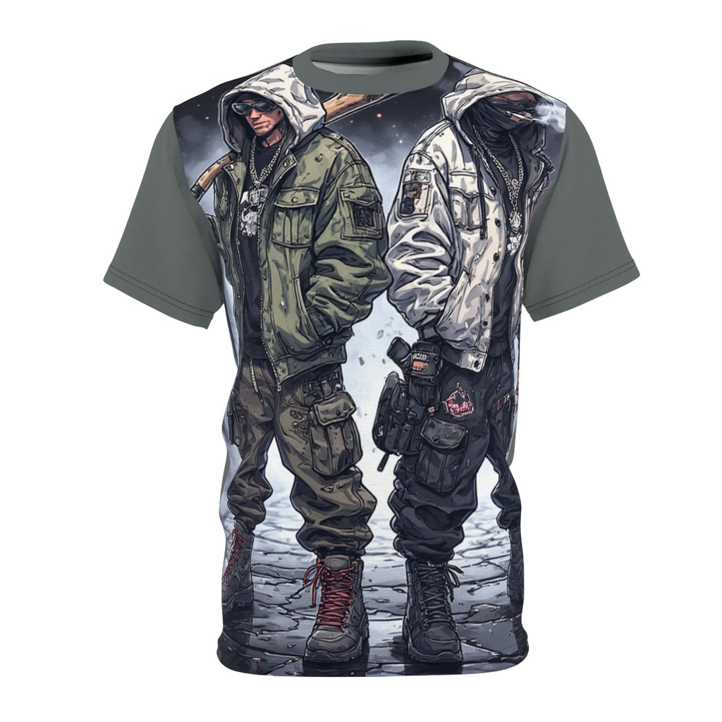 Mindset- Streetwear Graphic Tee — Dual Hooded Rebels Winter Scene
