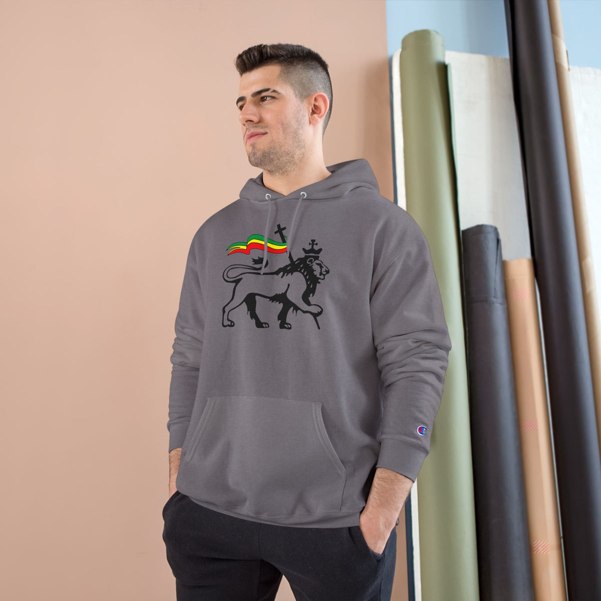 Variety-Rastafarian Lion Hoodie — Lion of Judah Design with Rasta Flag & YHWH Back Print