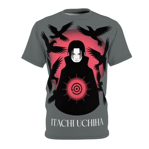 Anime- Itachi Uchiha Tee — Anime Itachi Shirt with Crow & Sharingan Design