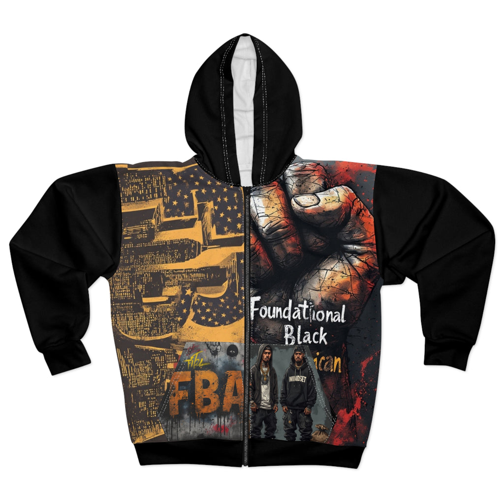FBA- Gritty Fist Set- Foundational Black FBA Zip Hoodie — Bold Urban Social Justice Design